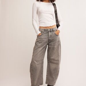 Free People Barrel Jeans in Archive Gray
